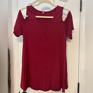 Burgundy cold shoulder top